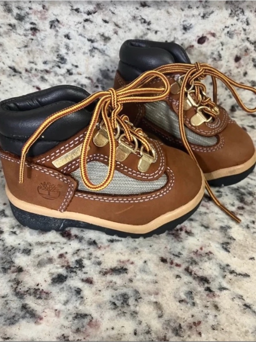 Timberland Brown and Black Toddler Kids Lace-Up Boots